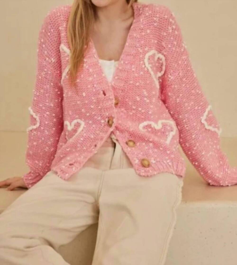 NEW MELLO valentine heart cardigan in pink